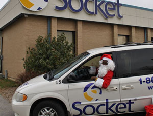 Santa drives away in socket van